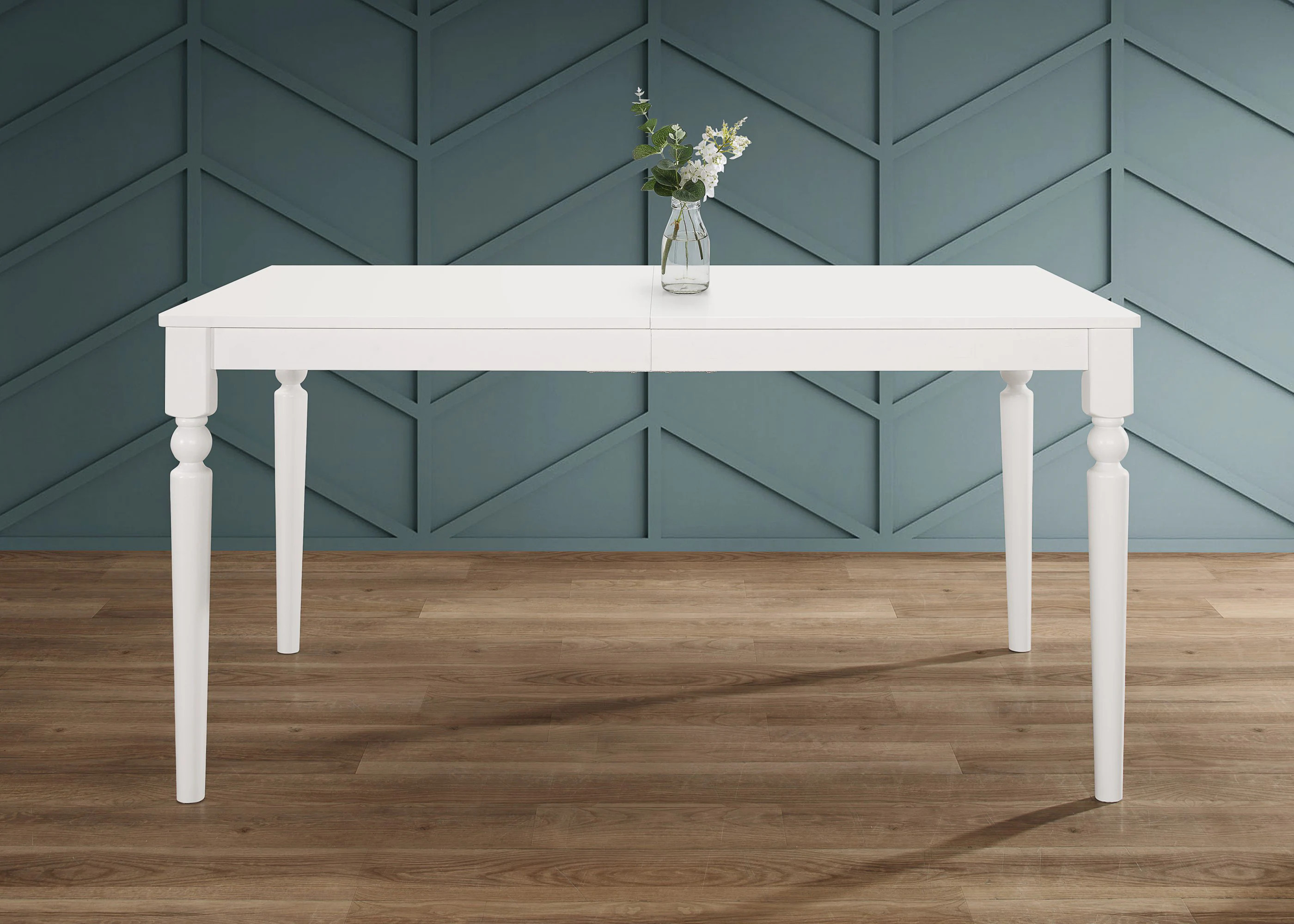 Home Design Beckley White Transitional Wood Dining Table, with White Finish and Wood 59.1-in L x 29.5-in H Large | 60018-311 | Lowe's