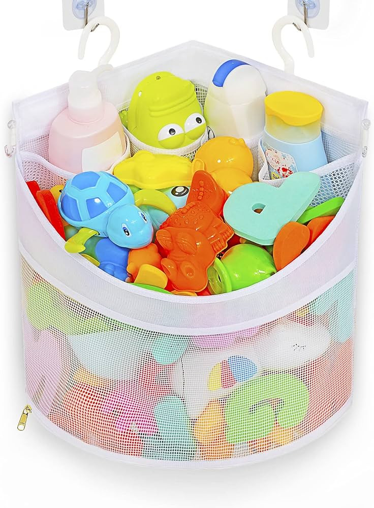Baby Bath Toy Organizer, Quick Drying and Mould Proof, Corner Hang-Suspension Holder, Large Capac... | Amazon (US)