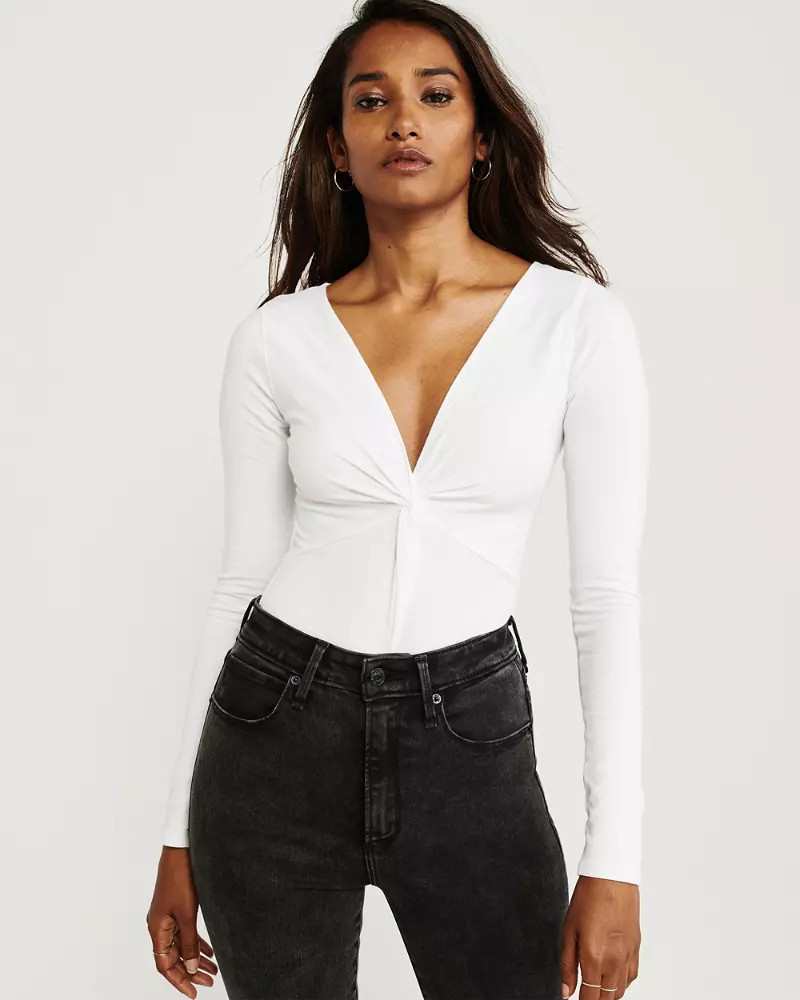 Twist-Front Long-Sleeve Bodysuit | Abercrombie & Fitch US & UK