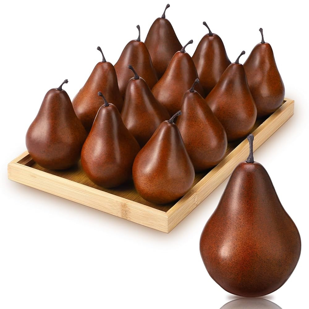 12 Pcs Artificial Fruit Fake Brown Pear Bulk Lifelike Simulation Pears Decorative Fake Fruit Deco... | Amazon (US)
