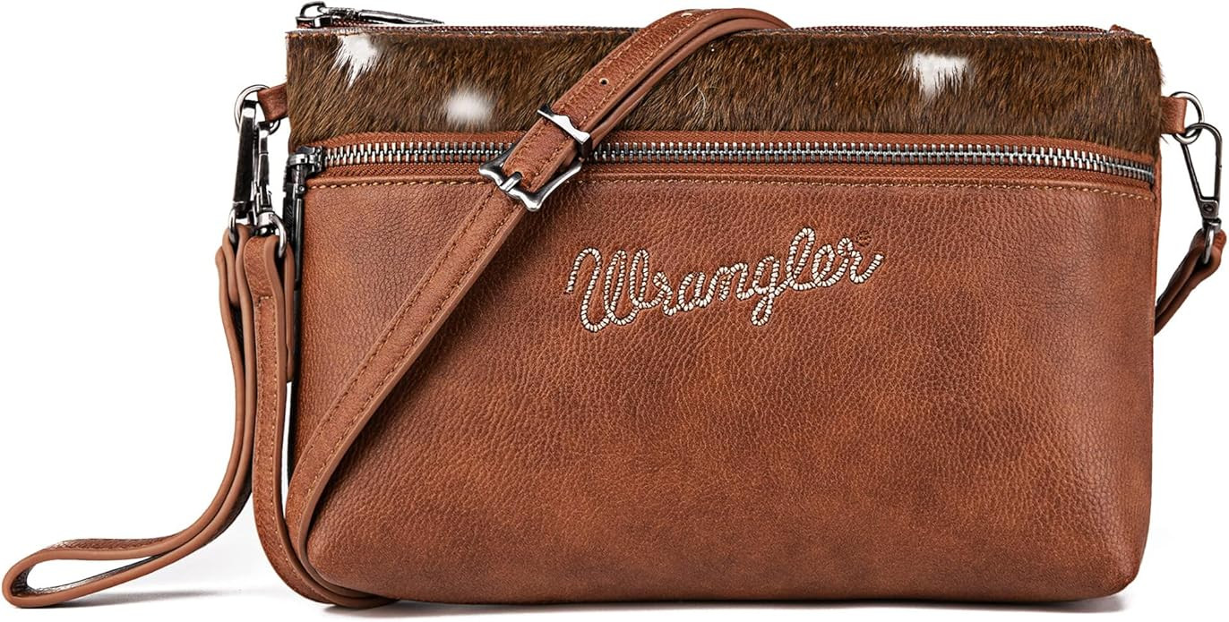 Wrangler Western Cowhide Crossbody Bags for Women Clutch Wristlet Purse | Amazon (US)