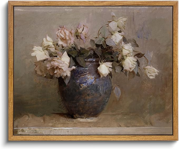 InSimSea Framed Canvas Wall Art Vintage Decor, Home Decor Flower in Pots Canvas Wall Painting Dec... | Amazon (US)