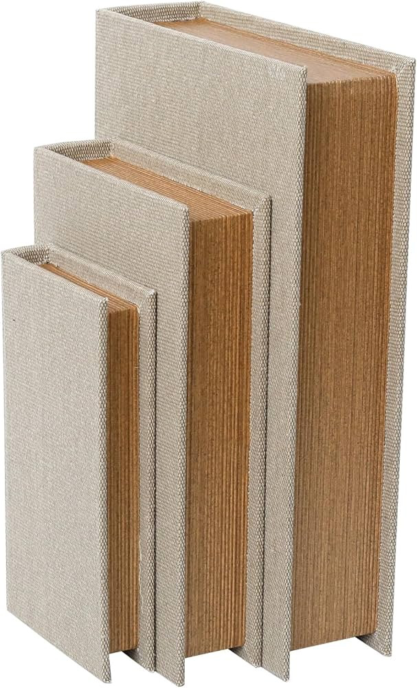 Amazon.com: DECOR4SEASON Modern Linen and Wood Decorative Faux Book Boxes Set of 3-13",10",8" - B... | Amazon (US)