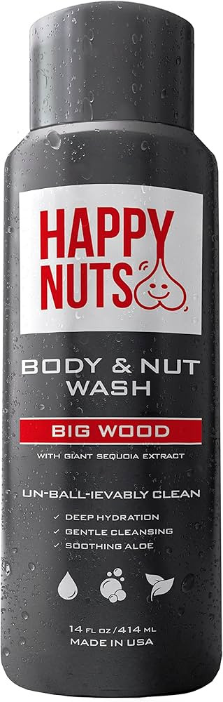 HAPPY NUTS Body and Nut Wash for Men - Big Wood - Natural Men's Shower Gel - Sandalwood Body Wash | Amazon (US)