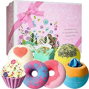 Bath Bombs, 7 Natural Bath Bomb Gift Set, Handmade Bubble Bathbombs for Women Kids, Shea Butter M... | Amazon (US)