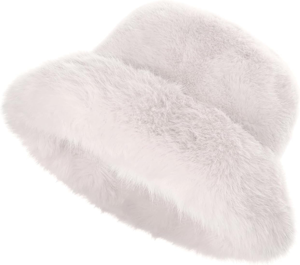 Yonchic Winter Soft Faux Fur Plush Bucket Hat, Lovely Fuzzy Fisherman Cap, Fashion Outdoor Thick ... | Amazon (US)