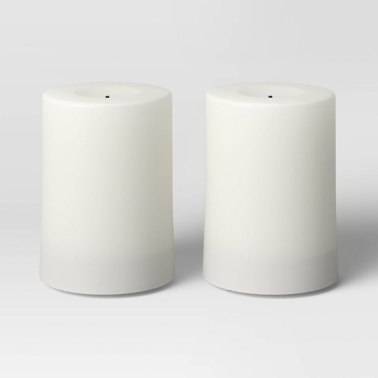 2pk Resin Outdoor Flickering Flameless LED Candles White - Room Essentials™ | Target