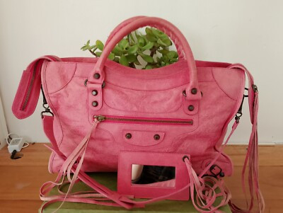 BALENCIAGA 115748 Semi-Shoulder Leather The City Raspberry Pink. | eBay US