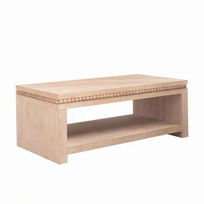 Modern Coffee Table with Beaded Trim – 47" Rectangular Coffee Table with Open Storage Shelf, Solid Finish – Contemporary Living Room Accent Furniture | Wayfair North America