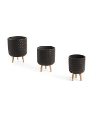 Set Of 3 Outdoor Planters With Wood Legs | TJ Maxx