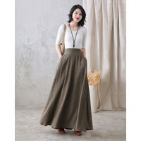 Long Linen Skirt, Maxi Skirt For Women, A Line High Waist Flared Minimalist Spring Summer Swing 2767# | Etsy (US)