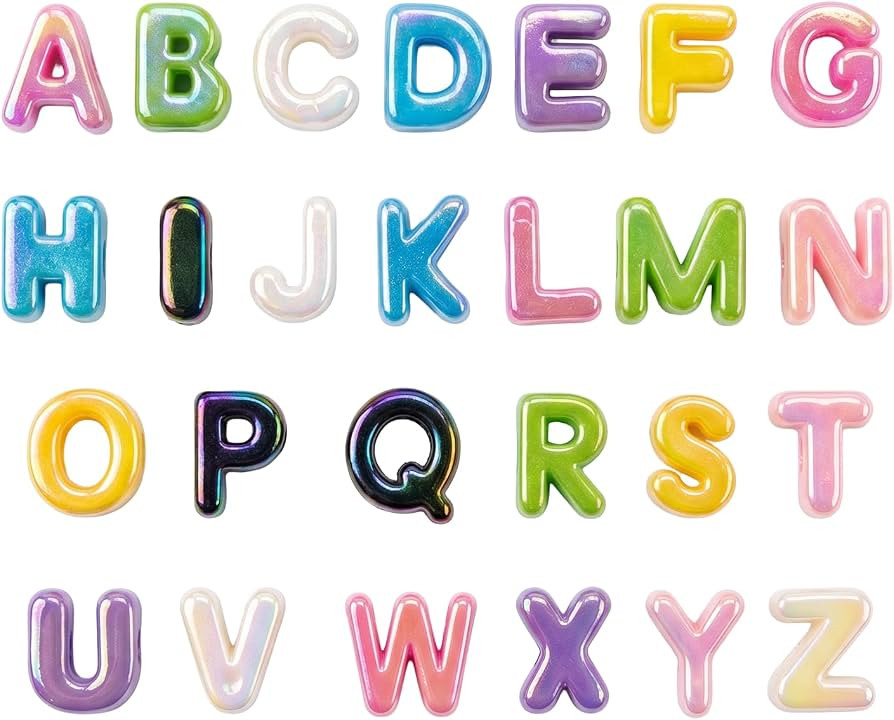 OVRUNS 26Pcs Large Letter Beads with Horizontal Hole Colorful Acrylic Big Chunky Alphabet Beads f... | Amazon (US)
