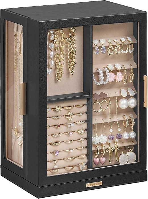 Glimmloop 360° Rotating Jewelry Box with 7 Drawers, Spacious Vertical Jewelry Organizer with Gla... | Amazon (US)