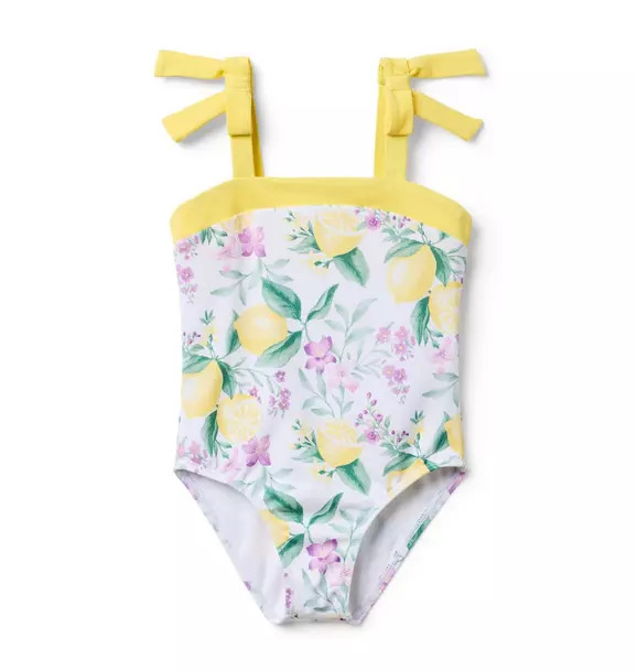 Recycled Lemon Floral Bow Swimsuit | Janie and Jack
