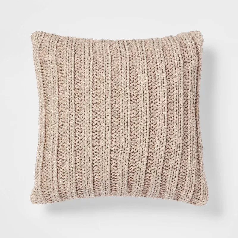 Oversized Chunky Rib Knit with Linen Reverse Throw Pillow - Threshold™ | Target