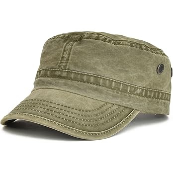 VOBOOM Washed Cotton Military Cadet Army Caps Unique Design Vintage Flat Top Hat | Amazon (US)
