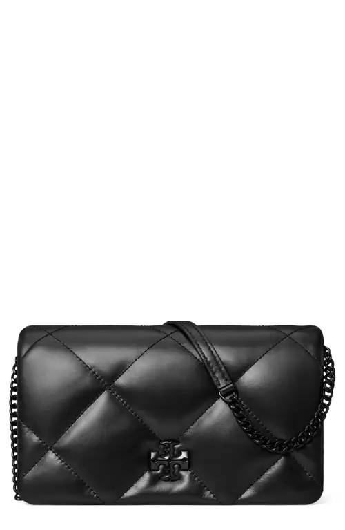 Tory Burch Kira Diamond Quilted Wallet on a Chain in Black at Nordstrom | Nordstrom