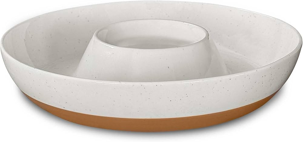 Mora Ceramic Chips and Dip Serving Tray: Large Divided Party Bowl Set for Chips & Salsa, Veggies ... | Amazon (US)
