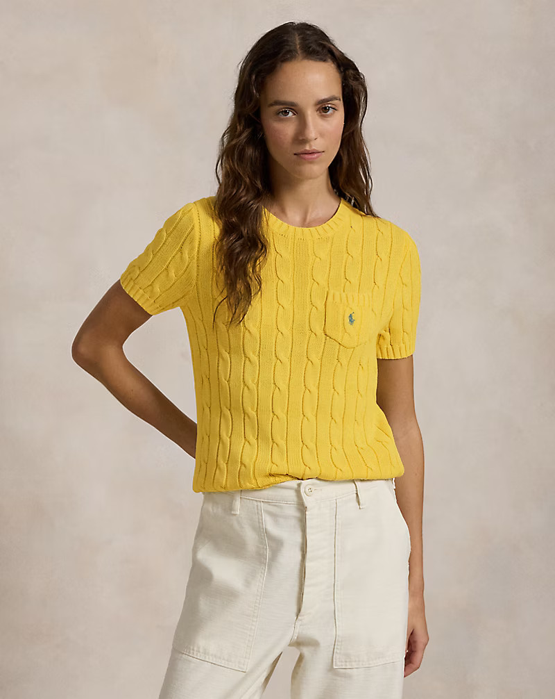 Cable-Knit Cotton Short-Sleeve Jumper | Ralph Lauren (UK)