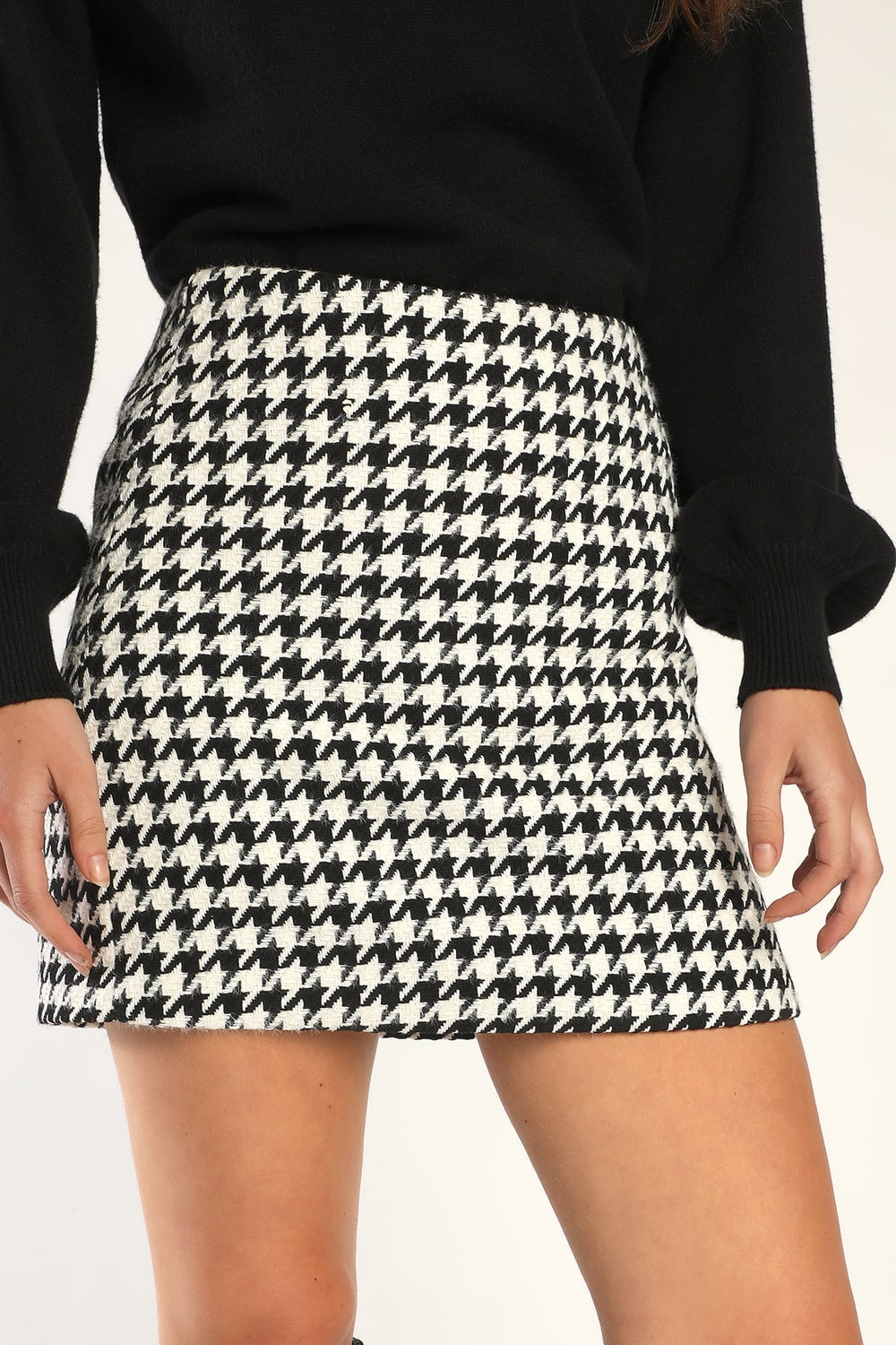 Preppy Poise Black and White Houndstooth Mini Skirt | Lulus