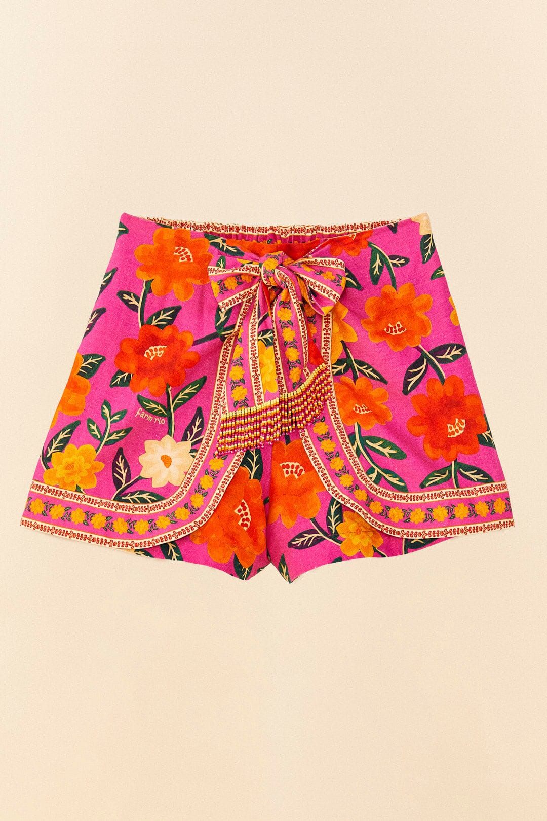 pink flower tapestry shorts | FarmRio