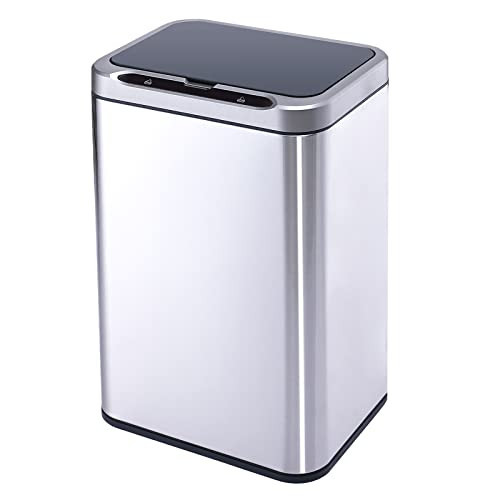 ELPHECO Stainless Steel Office Trash Can 6.6 Gallon Motion Sensor Garbage Bin Rectangular Automatic Touch Free Waste Bin for Hotel and Living Room | Amazon (US)
