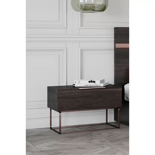 Kinzey 1 Drawer Metal Nightstand in Brown | Wayfair North America