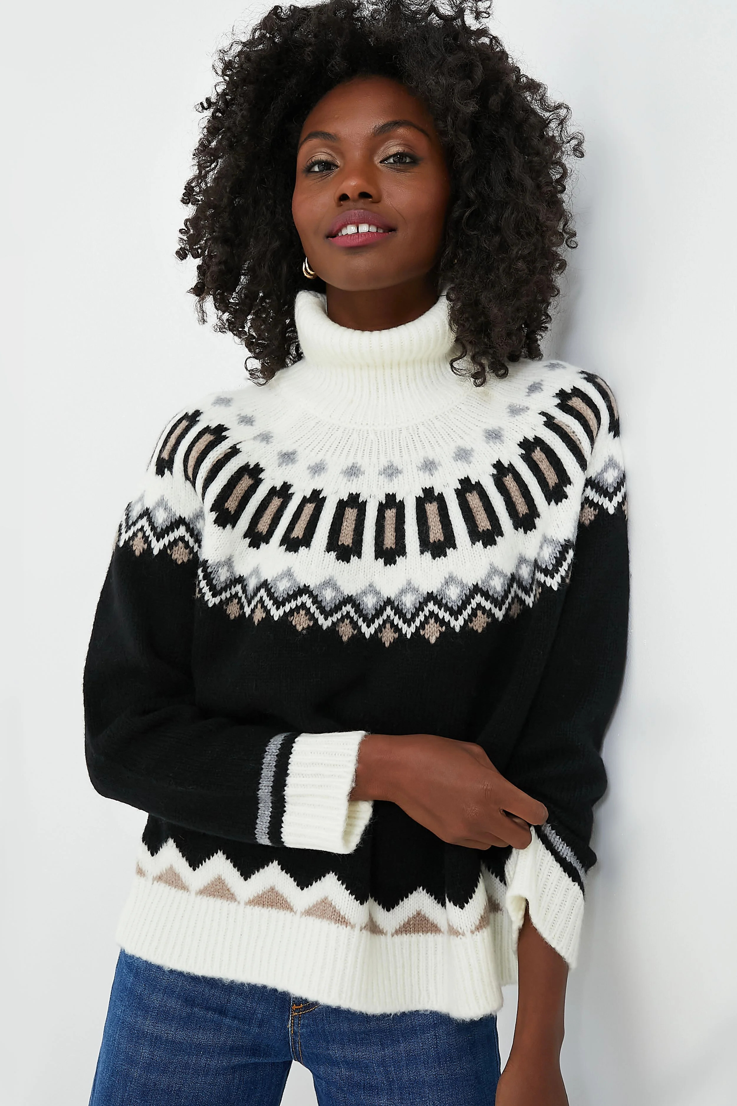 Charcoal and Cream Fair Isle Cardiff Sweater | Tuckernuck (US)