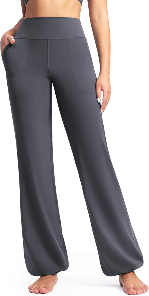 POSHDIVAH Women's Creamluxe Elastic Bottoms Straight Leg Sweatpants High Waisted Yoga Athletic Jo... | Amazon (US)