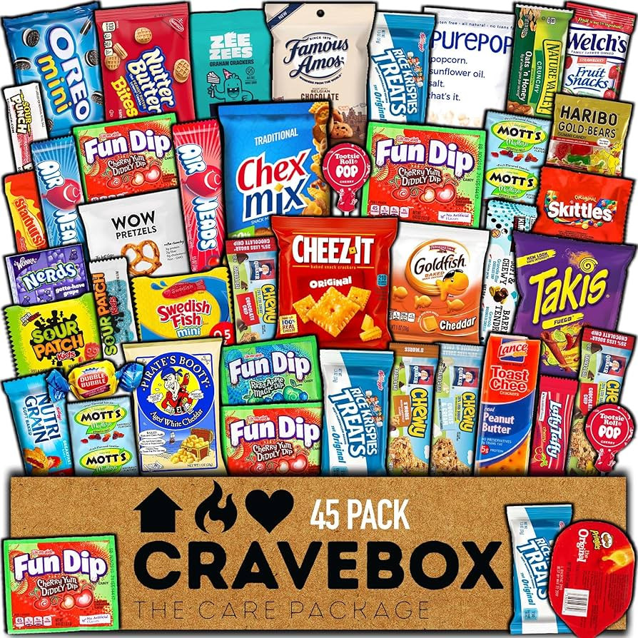 CRAVEBOX Snacks Box Variety Pack Care Package (45 Count) Halloween Treats Gift Basket Adults Kids... | Amazon (US)