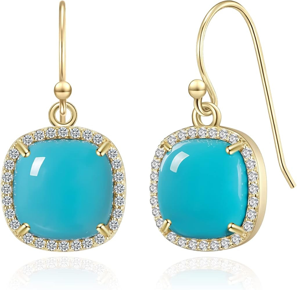 Jupiter Natural Gemstone Dangle Earrings - 14k Gold/Rhodium Plated Genuine Gemstone Dangle Women ... | Amazon (US)