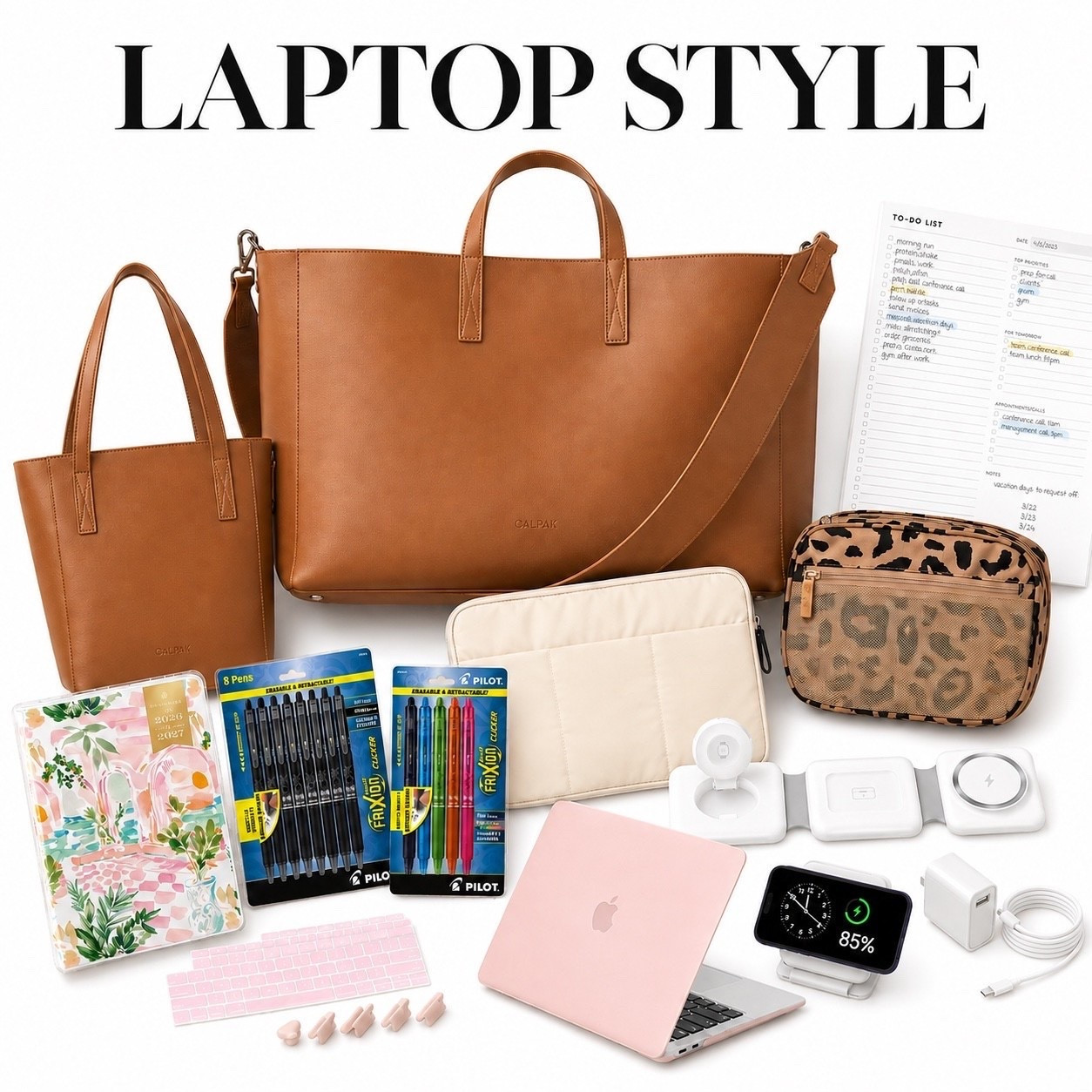 Two laptop bag alerts plus what I always carry inside.