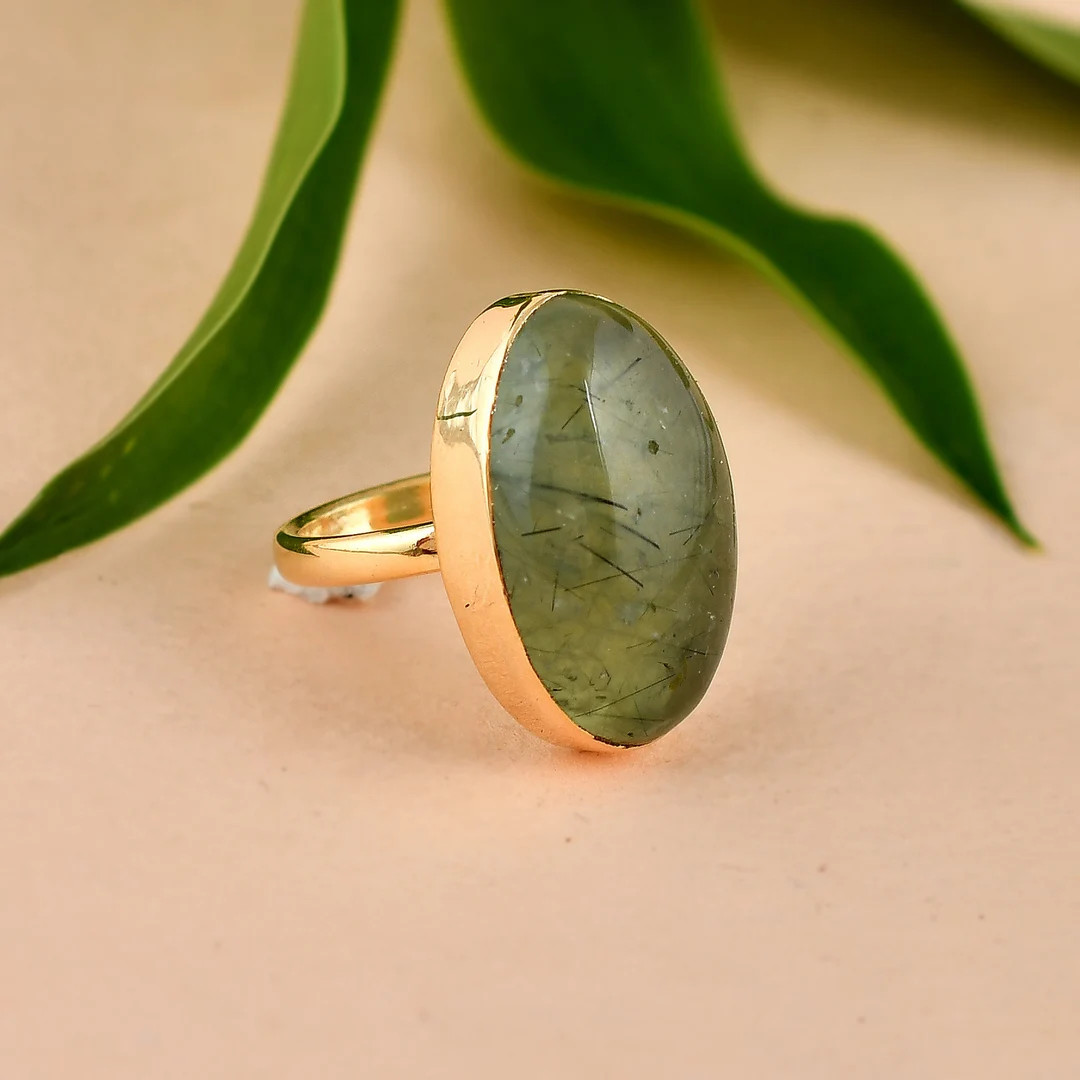 Prehnite Ring, Green Prehnite Ring, Oval Shape Ring, Large Statement Ring, Engagement Ring, Bezel... | Etsy (US)