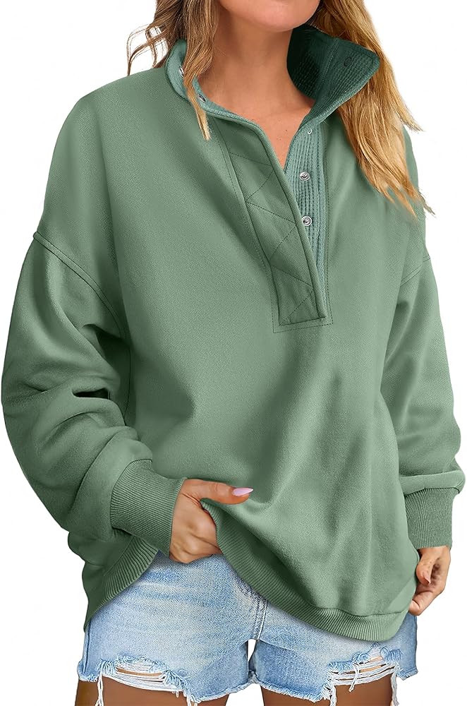 ANRABESS Womens Oversized Sweatshirt Long Sleeve Henley Pullover Tops 2025 Fall Casual Button Loo... | Amazon (US)