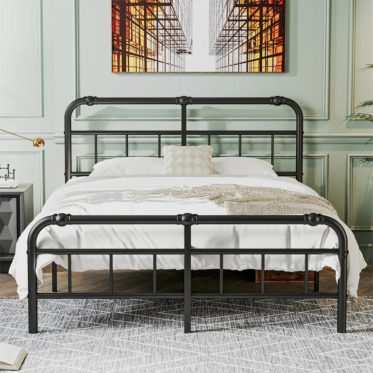 QFTIME 14" King Bed Frame with Headboard and Footboard, Heavy Duty Metal Platform, Premium Steel ... | Walmart (US)