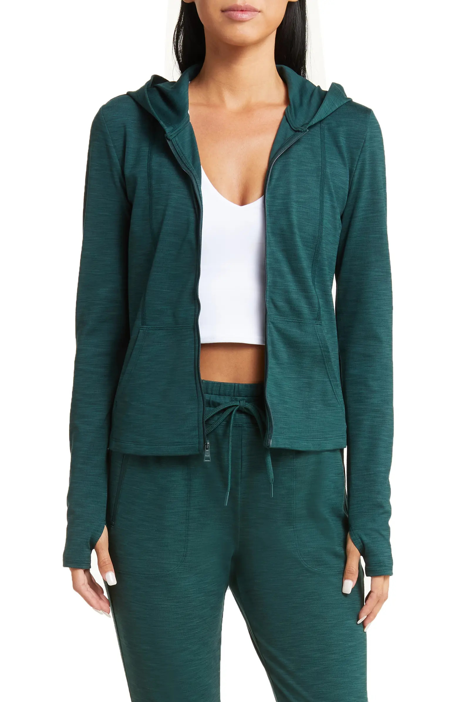Heather Rib Zip-Up Hooded Jacket | Nordstrom Rack
