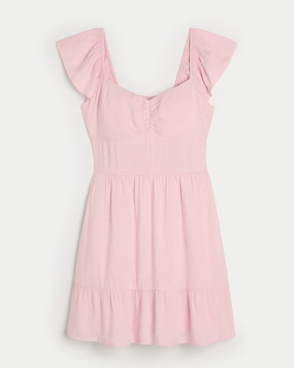 Short-Sleeve Cinch Bust Skort Dress | Hollister (US)