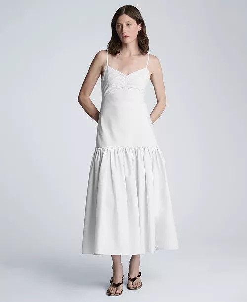 Women's Sweetheart Neck Bubble Flounce Midi Dress | Macy's