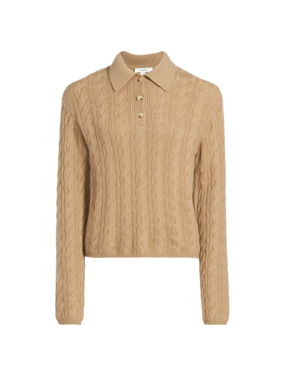 Vince Wool &amp; Cashmere Cable-Knit Polo Sweater | Saks Fifth Avenue | Saks Fifth Avenue