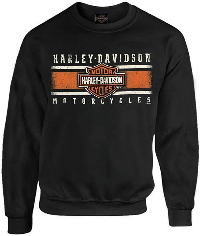 Harley-Davidson Men's Custom Iconic B&S Fleece Pullover Sweatshirt - Black | Amazon (US)