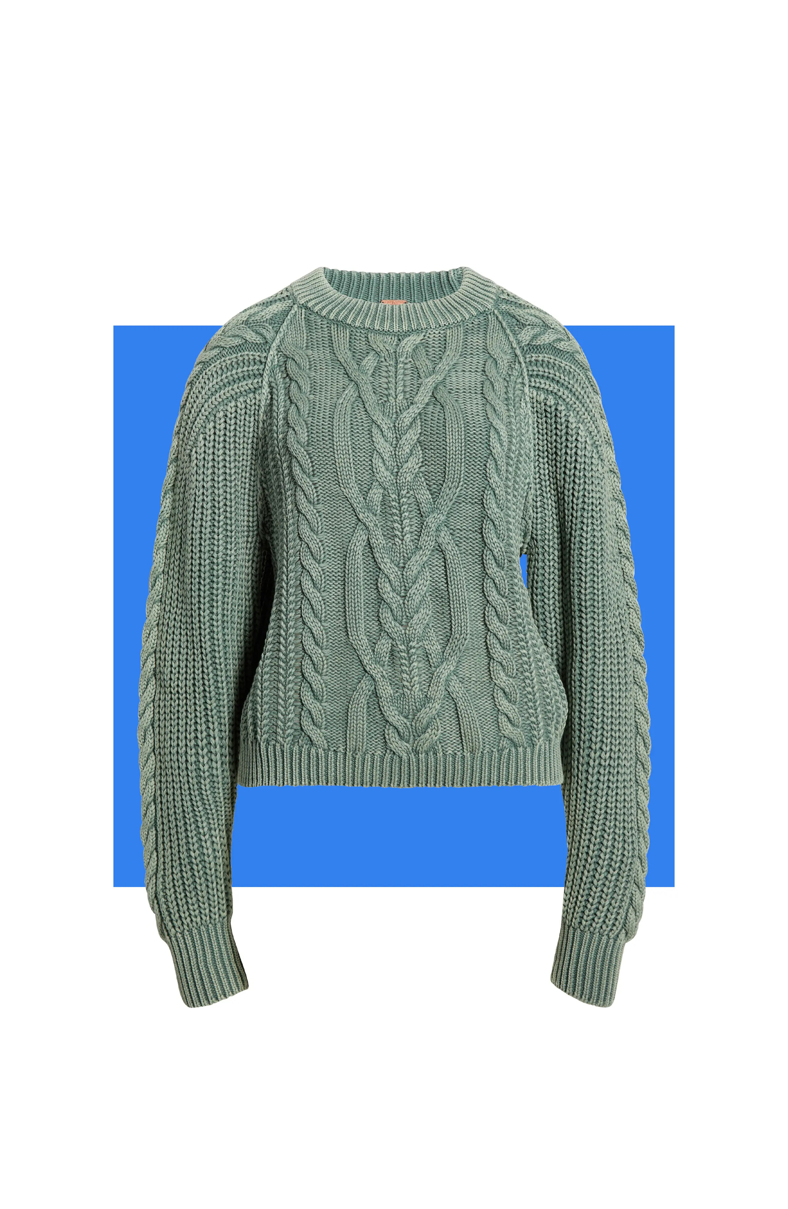 Free People Frankie Cable Cotton Sweater in Sea Spray at Nordstrom Rack, Size Large | Nordstrom Rack