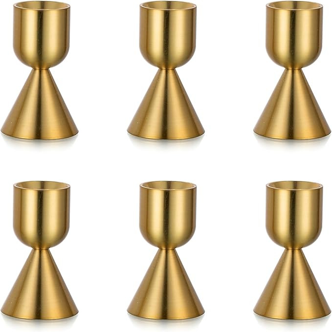 NUPTIO Gold Taper Candle Holders: 6 Set of Candlestick Tapered Candles Holder Aluminium Candle St... | Amazon (US)