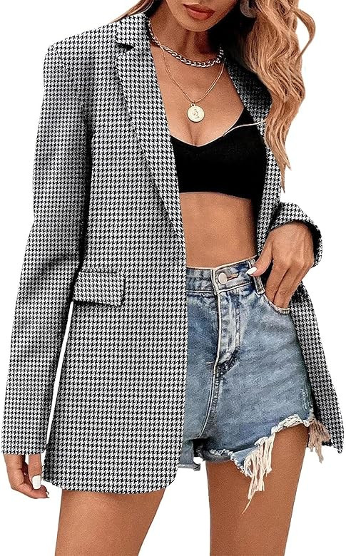 Febriajuce Women's Casual Long Sleeve Lapel Oversized Button Work Office Blazer Suit Jacket | Amazon (US)