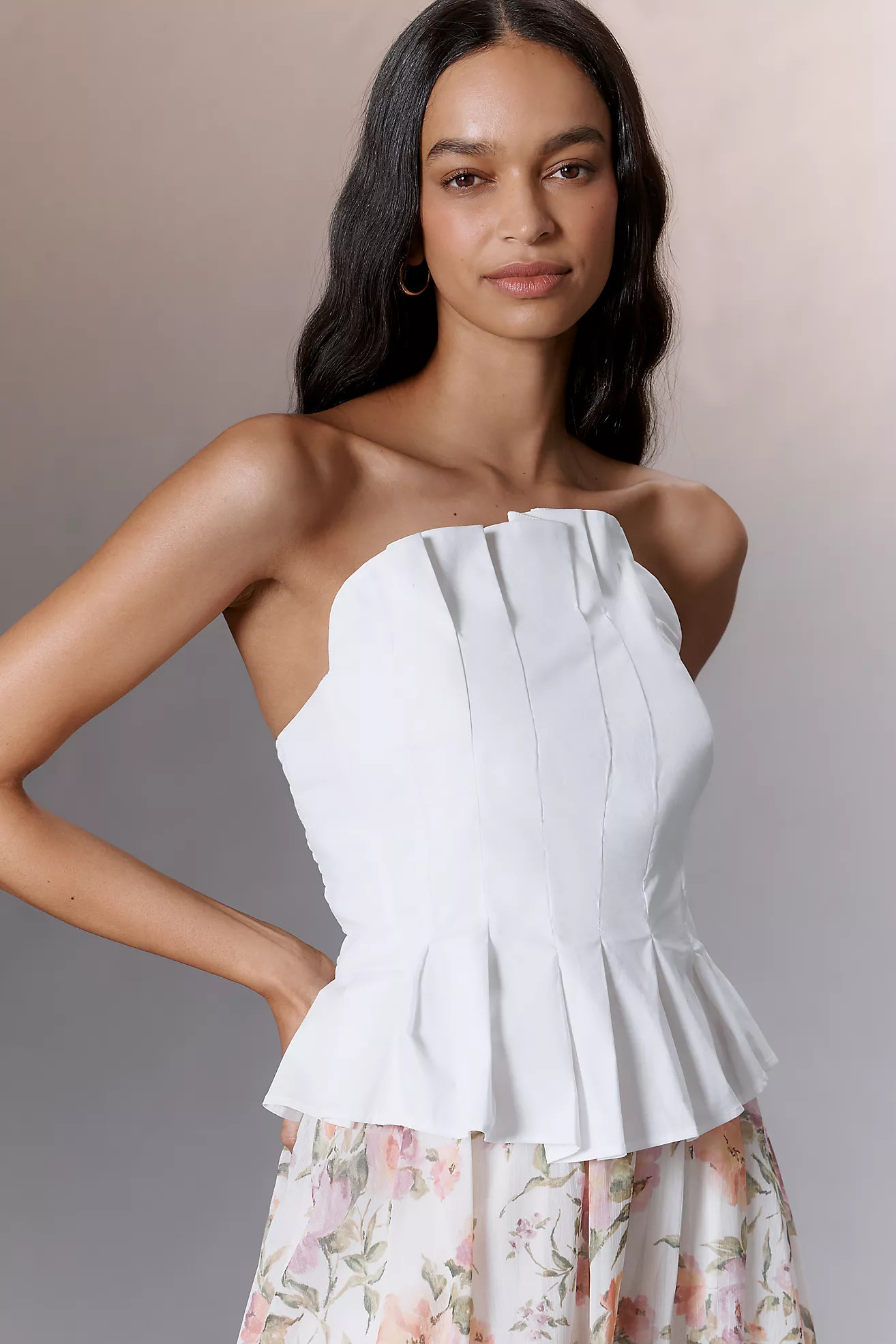 Porridge Ruffled Peplum Strapless Corset Top | Anthropologie (US)