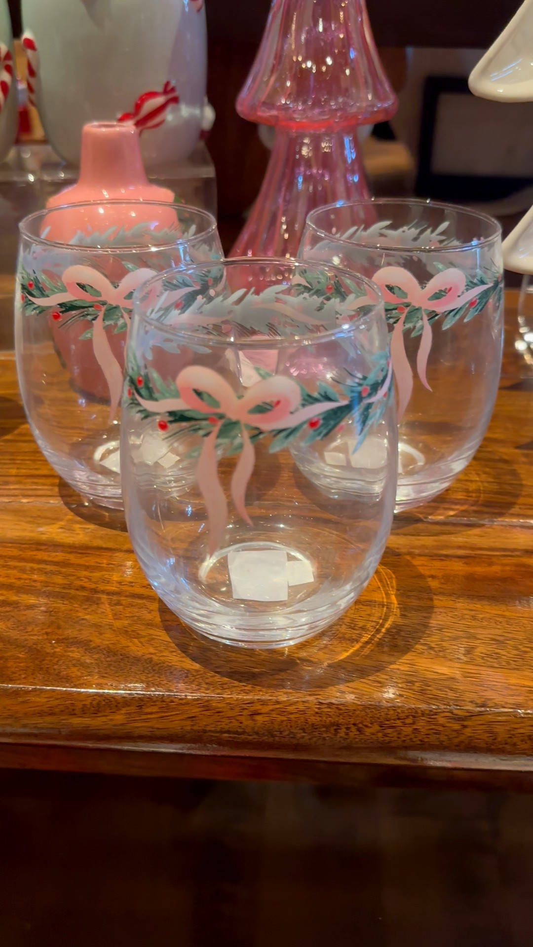 Pink bow Christmas stemless wine glasses! These are so pretty for a cottagecore look!

#LTKGiftGuide #LTKHoliday #LTKSeasonal