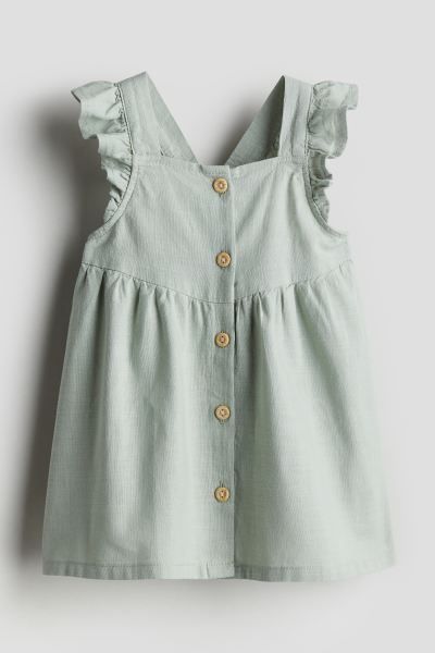 Ruffle-trimmed Cotton Dress - Square Neckline - Sleeveless - Light dusty pink - Kids | H&M US | H&M (US + CA)