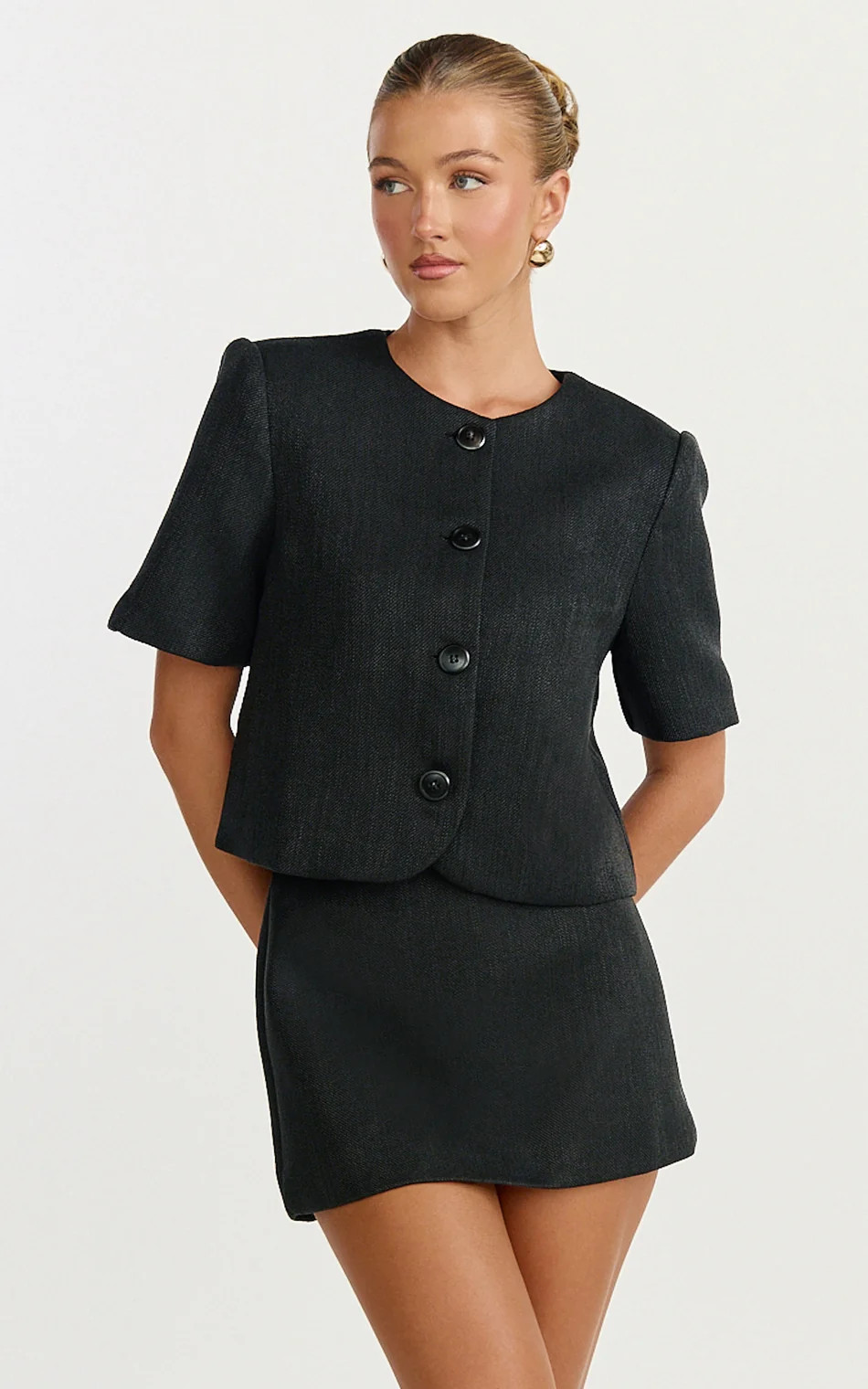 Short Sleeve Structured Jacket in Black | Showpo (ANZ)