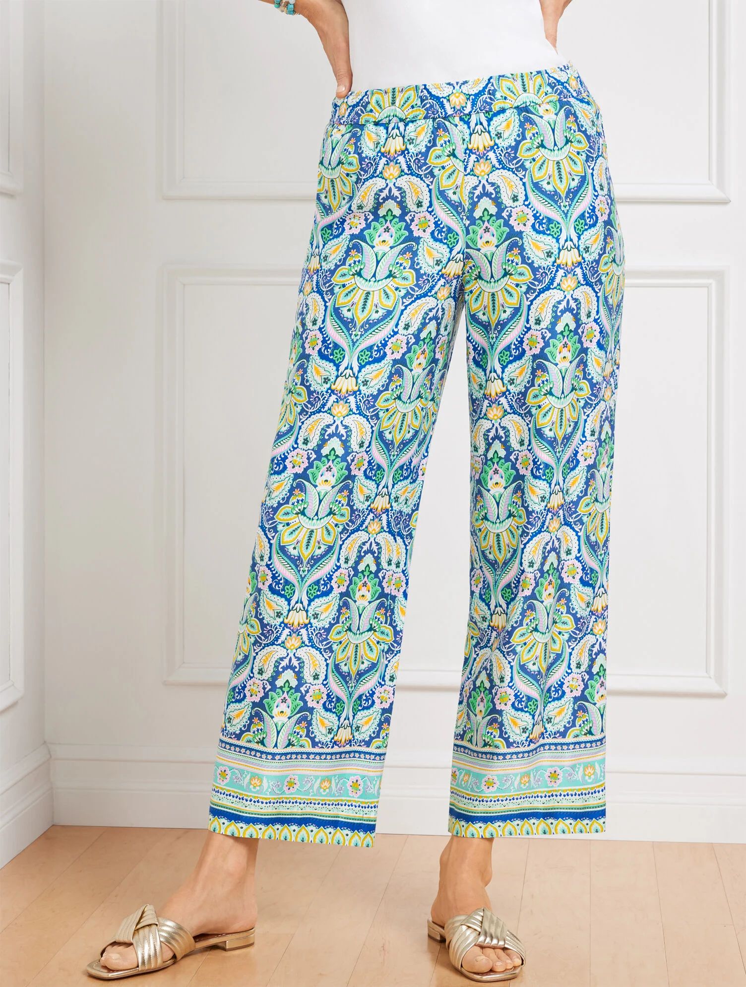 Wide Crop Pants - Botanical Medallion | Talbots