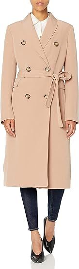 Calvin Klein womens Womens Double Breasted Belted Double Weave Trench | Amazon (US)