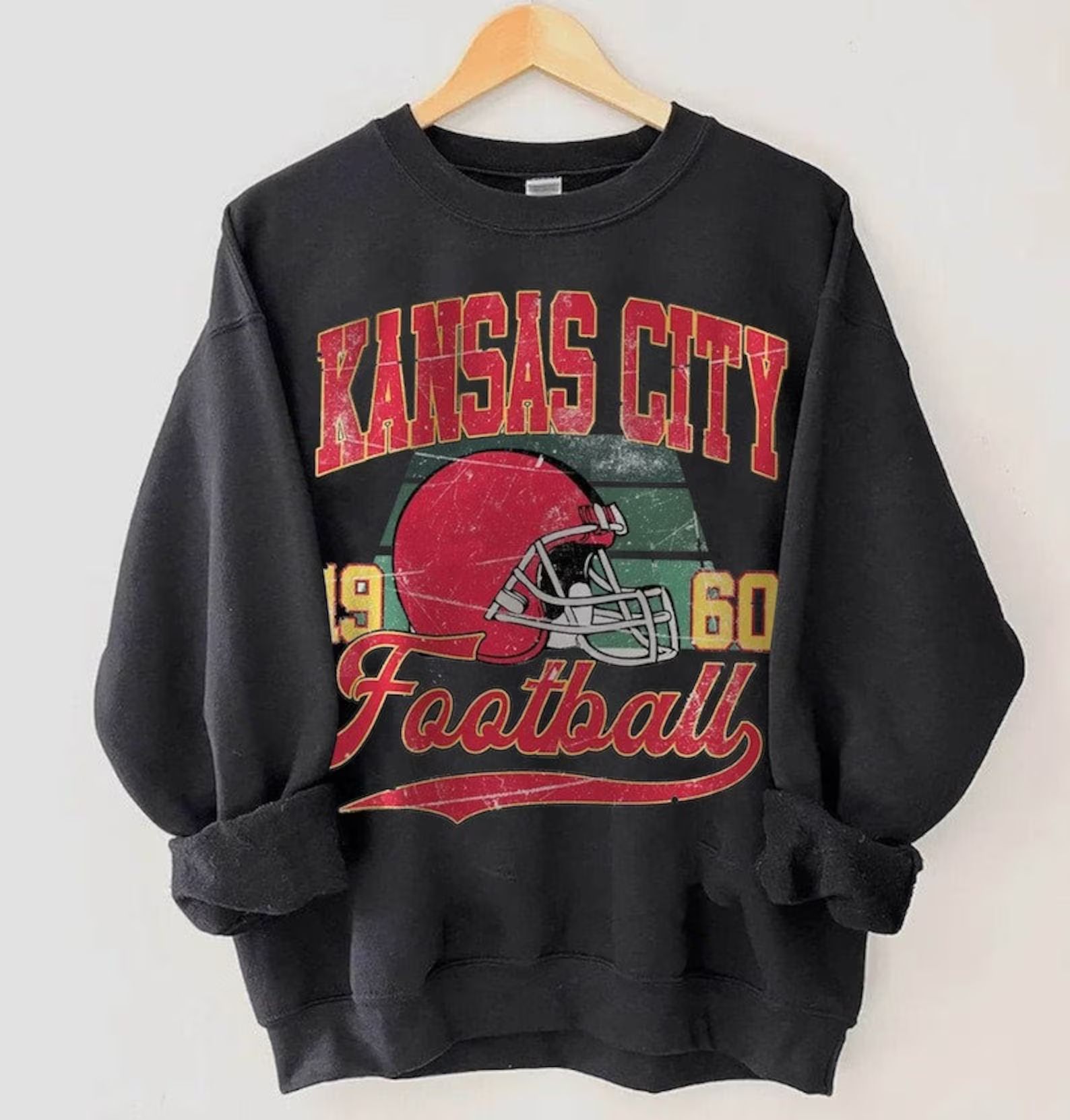 Vintage Style Kansas City Football Comfort Colors Crewneck Sweatshirt,90s Sports Bootleg Style T-... | Etsy (US)